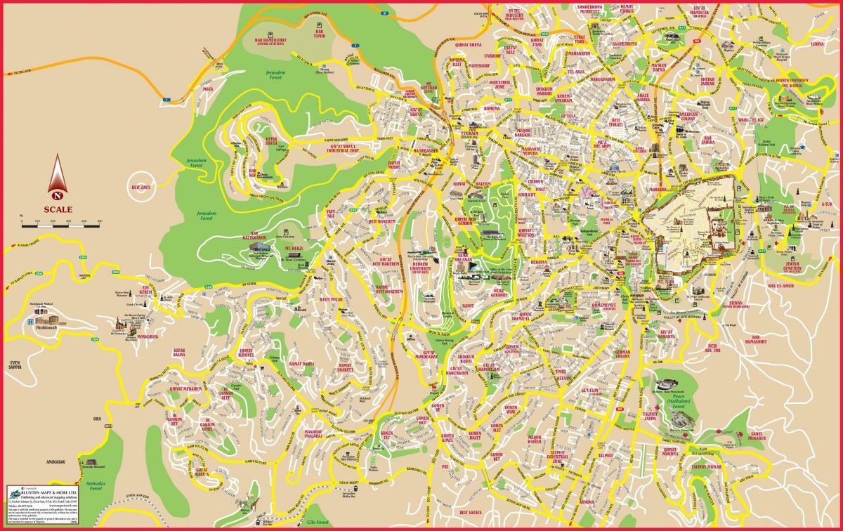 toeristische kaart van Jeruzalem