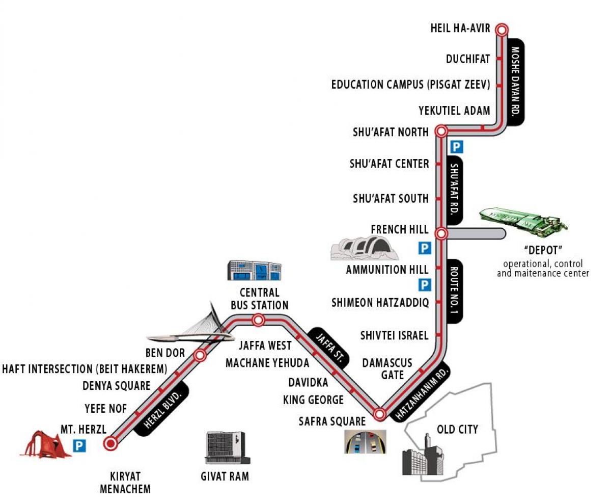 Jeruzalem treinstation kaart