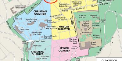 Kaart van de damascus-poort van Jeruzalem
