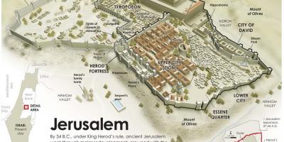 Kaart van het oude Jeruzalem.