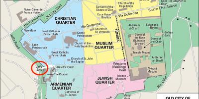 Kaart van de Jaffa poort in Jeruzalem