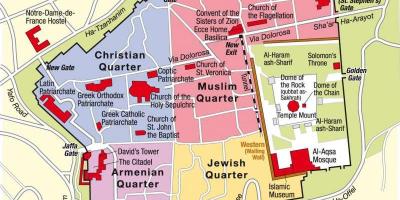 Vier kwartalen van Jeruzalem kaart