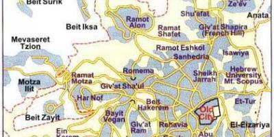 Kaart van Jeruzalem wijken